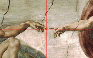 God and Adam's fingers touch at golden ratio