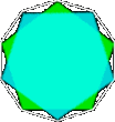 Construction of a decagon using two pentagons based on phi, the golden ratio