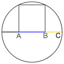 Golden Ratio in the construction of a square in a circle