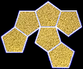 Tiled pentagons illustrating five-fold symmetry based on phi, the golden ratio