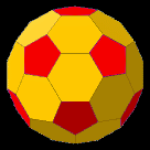 Truncated icosahedron with coordinates and dimensions based entirely on phi, the golden proportion