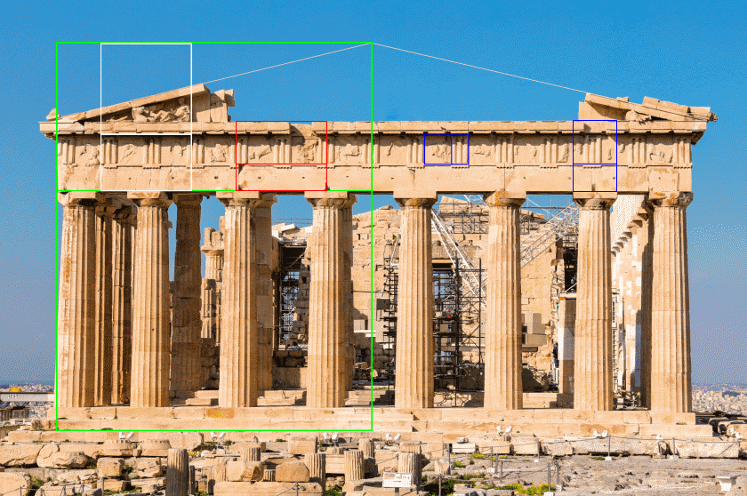 Parthenon Eastern Facade with Multiple Golden Ratios