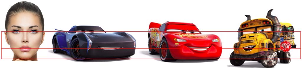 Disney Pixar Cars characters with human facial golden ratios