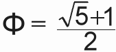 Phi, the golden ratio, as a function of root 5 + 1 / 2